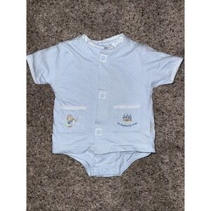 McBaby Baby Boys Blue‎ 2 pc. romper  outfit Size 6-9 months Kingdom Fairytale